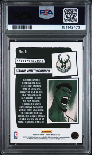 2023 Panini NBA Hoops Presentations Giannis Antetokounmpo PSA 9 