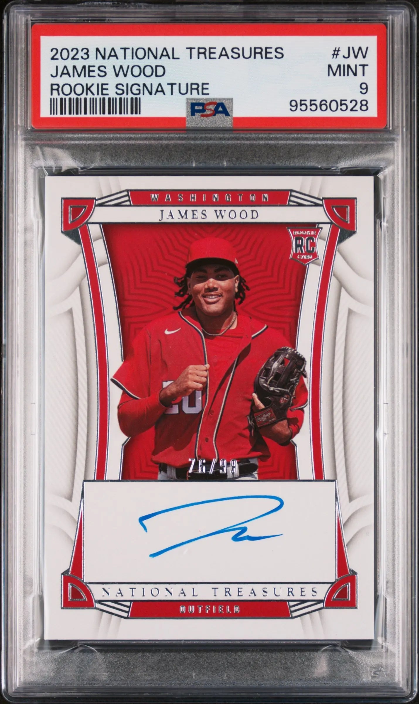2023 Panini National Treasures Rookie Autograph James Wood Auto RC PSA 9 