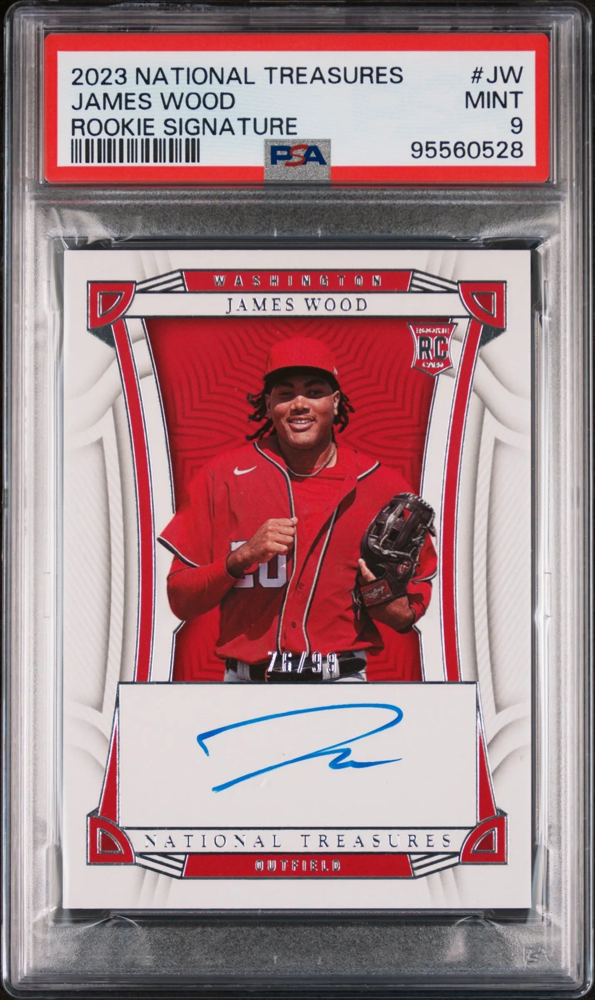 2023 Panini National Treasures Rookie Autograph James Wood Auto RC PSA 9 