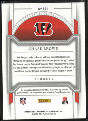 2023 Panini National Treasures Rookie Patch Autograph Chase Brown Auto RC 