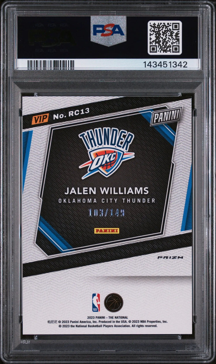 2023 Panini National Vip Gold Rookies Jalen Williams Blue Sparkle /149 RC PSA 10 