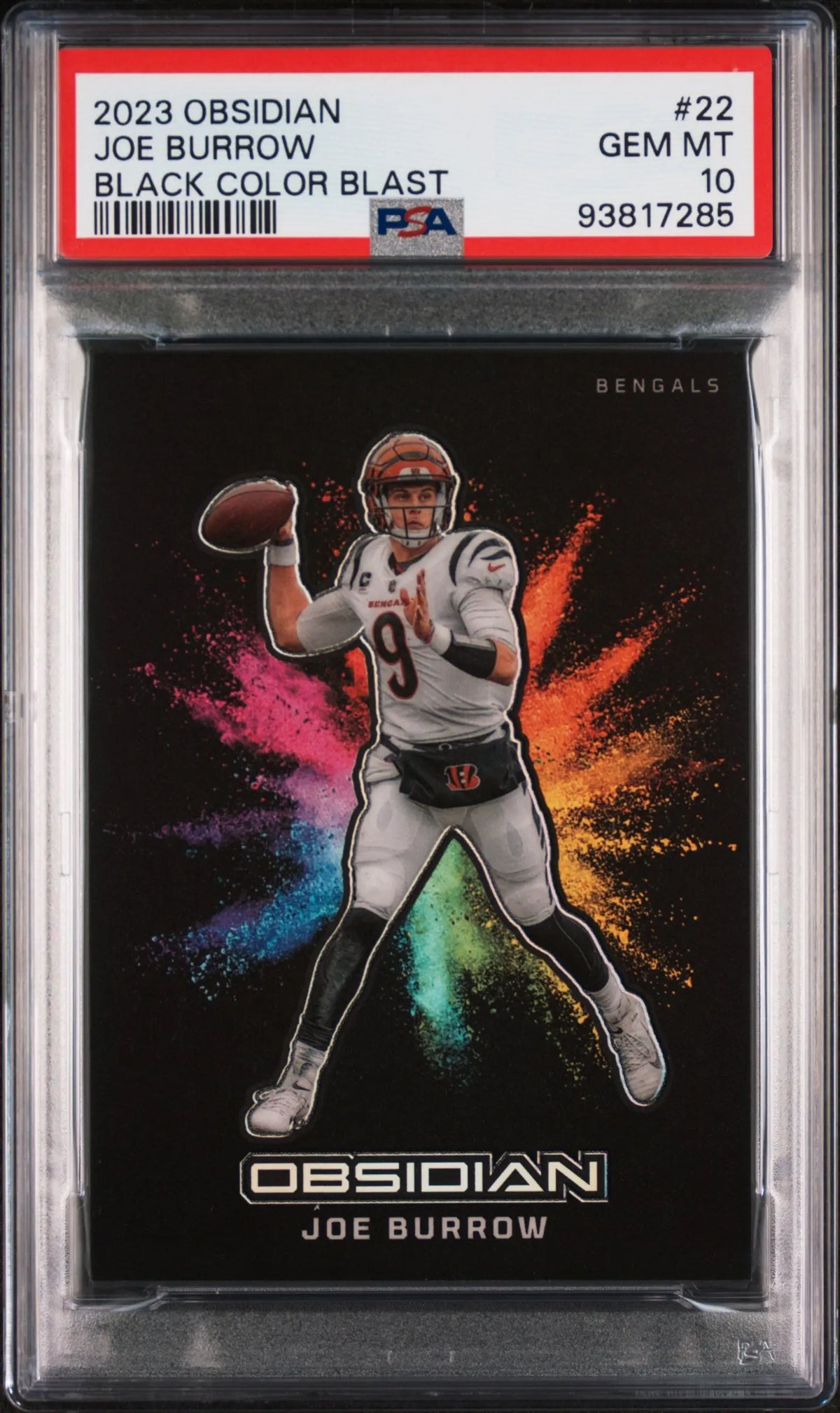 2023 Panini Obsidian Black Color Blast Joe Burrow PSA 10 
