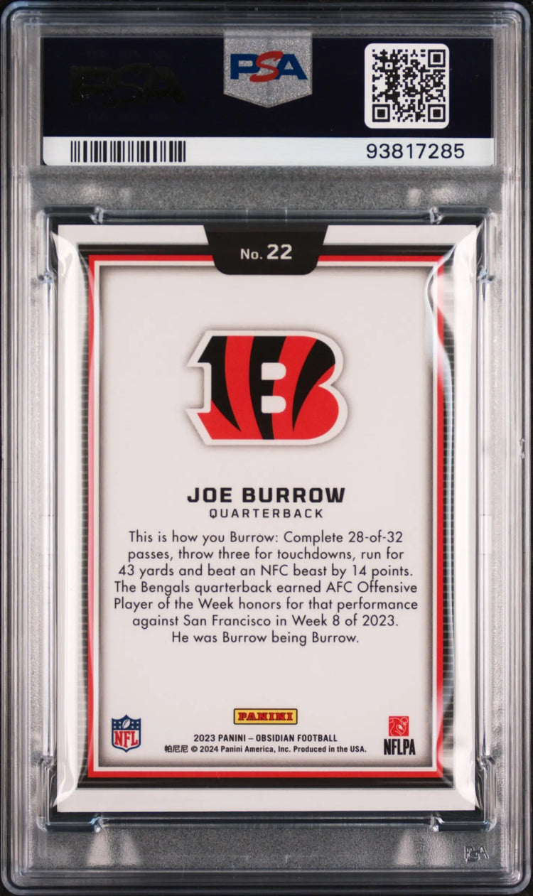 2023 Panini Obsidian Black Color Blast Joe Burrow PSA 10 