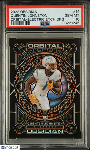 2023 Panini Obsidian Orbital Quentin Johnston RC Electric Etch Orange PSA 10 /65 