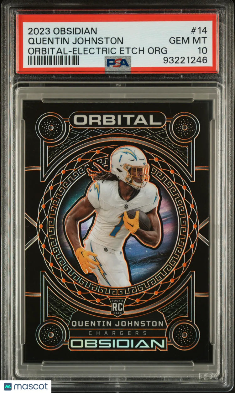 2023 Panini Obsidian Orbital Quentin Johnston RC Electric Etch Orange PSA 10 /65 