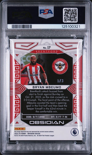 2023 Panini Obsidian Soccer Bryan Mbeumo EE Neon Green Flood PSA 10 1/3 