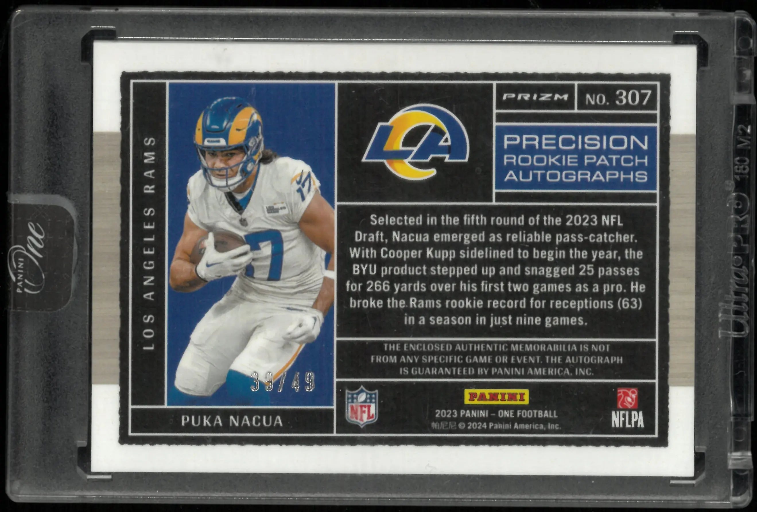 2023 Panini One Football Puka Nacua RC Rookie Patch Auto Green Precision /49 