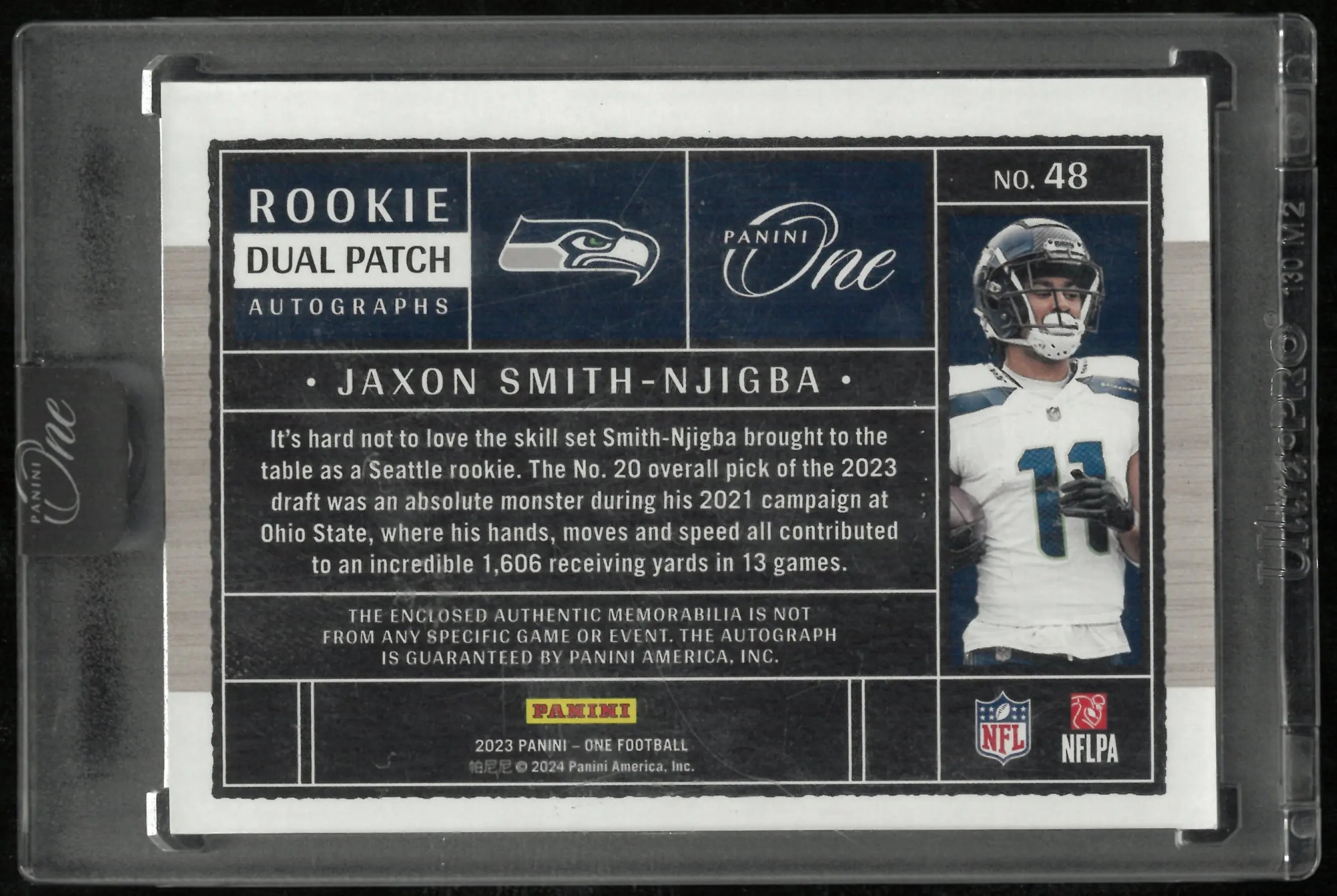 2023 Panini One Football Rookie Dual Patch Auto Jaxon Smith-Njigba /99 
