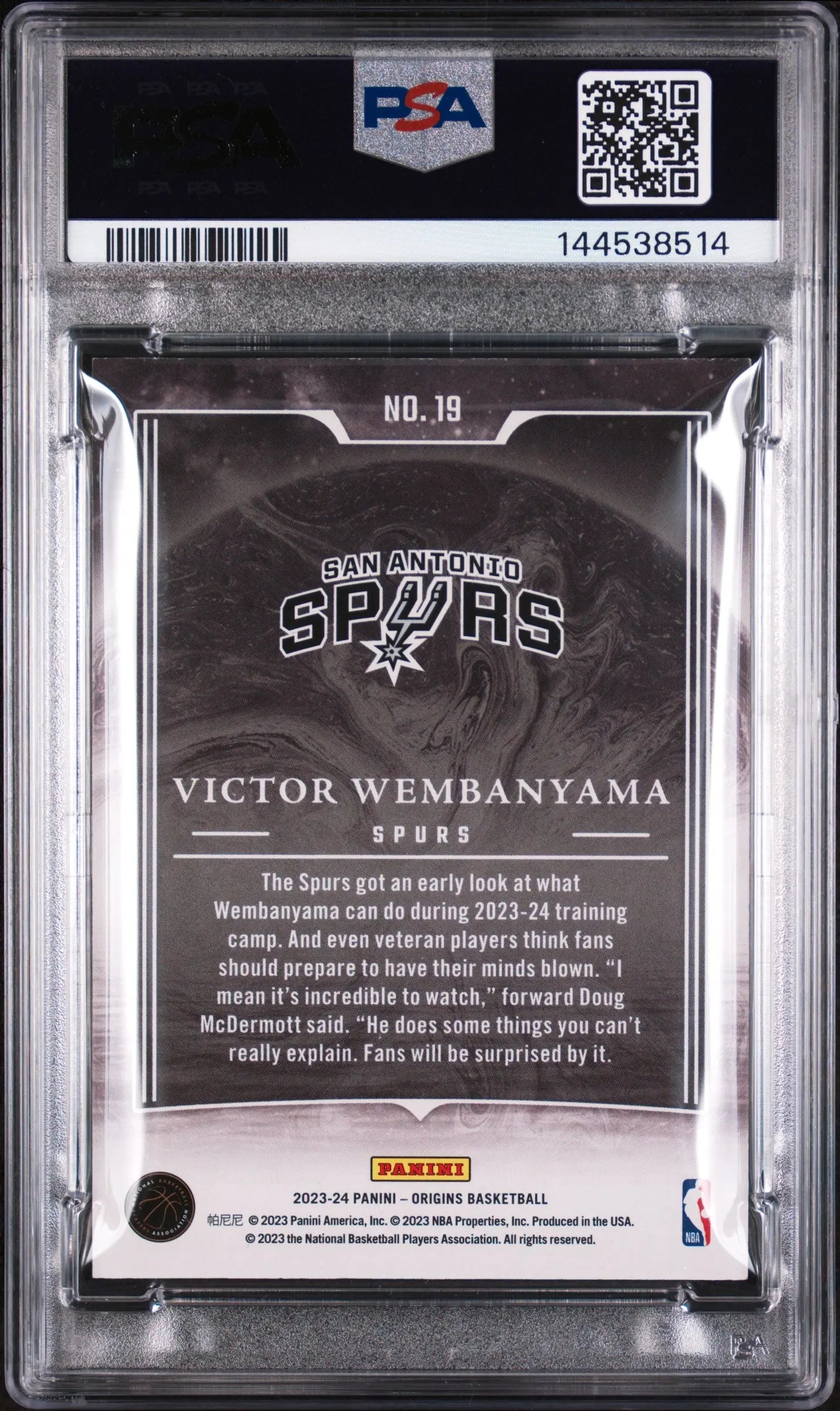 2023 Panini Origins Taking The Leap Rookie Victor Wembanyama RC PSA 8 