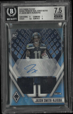 2023 Panini Phoenix Rookie Patch Auto Jaxon Smith-Njigba RC /125 BGS 7.5 Auto 10 