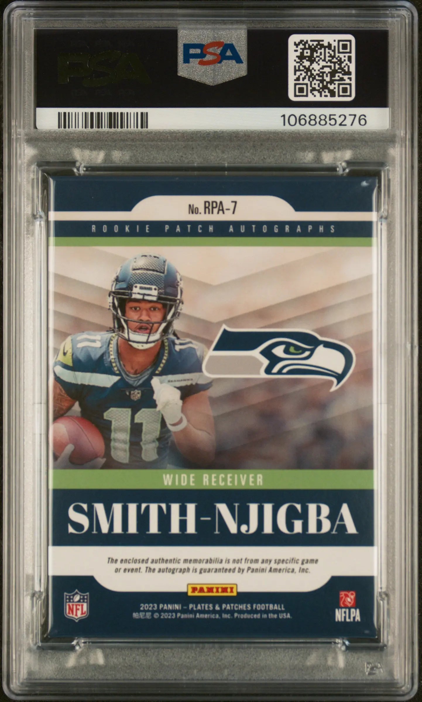 2023 Panini Plates & Patches Rookie Patch Auto Jaxon Smith-Njigba /149 PSA A 10 
