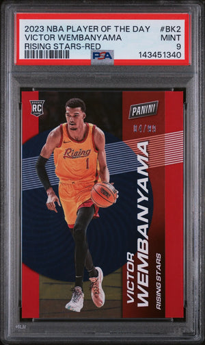 2023 Panini Player Of The Day Rising Stars Victor Rookie Wembanyama Red/99 PSA 9 