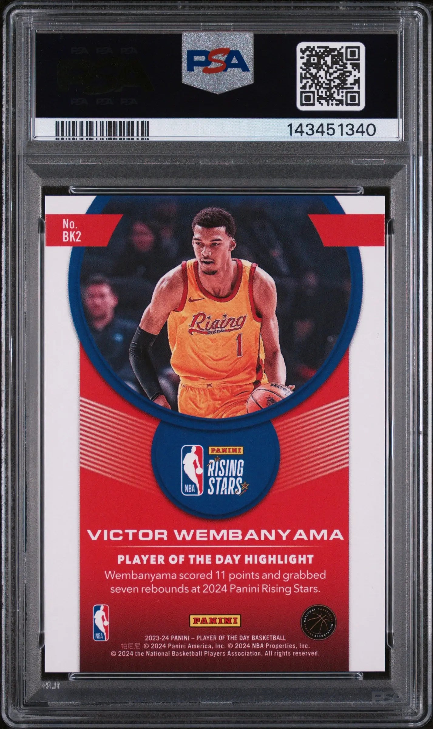 2023 Panini Player Of The Day Rising Stars Victor Rookie Wembanyama Red/99 PSA 9 