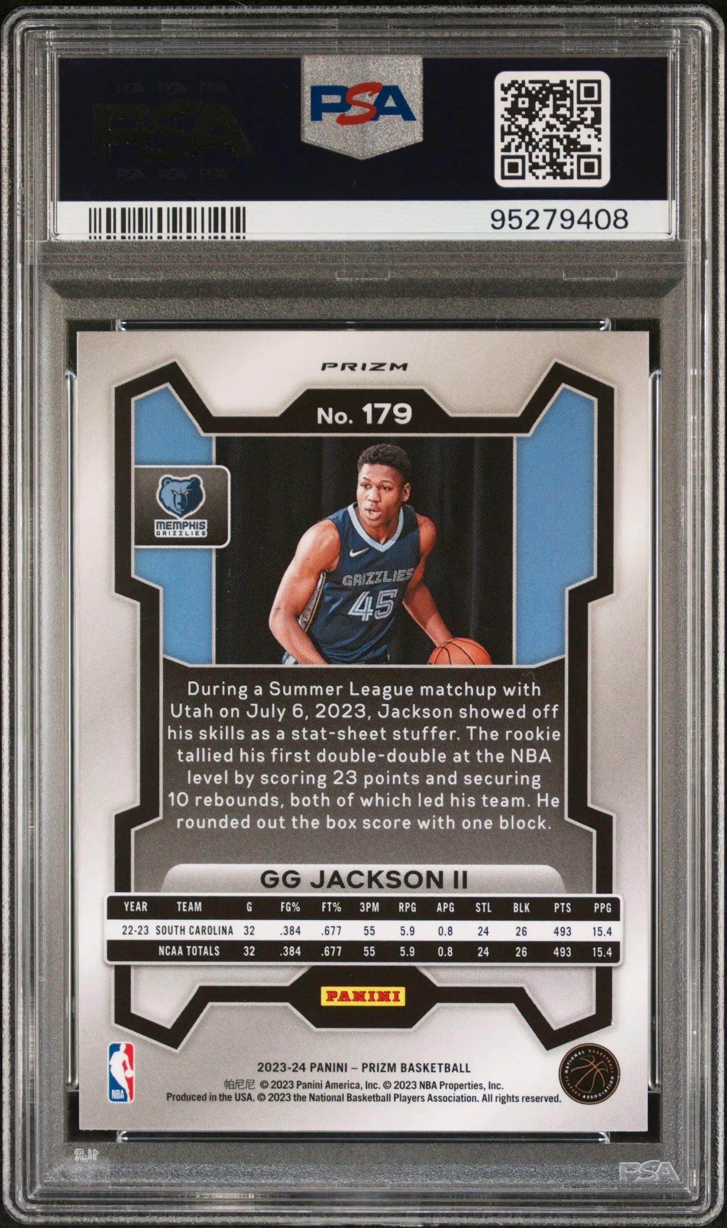 2023 Panini Prizm Basketball GG Jackson II RC Rookie Green PSA 10 