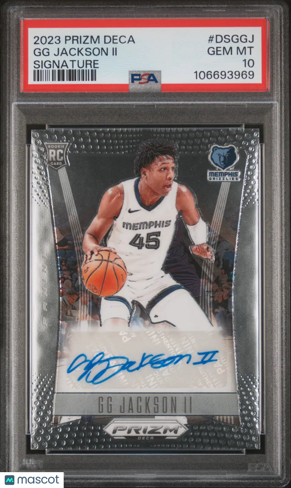 2023 Panini Prizm Deca Signatures Auto GG Jackson II RC Rookie PSA 10 