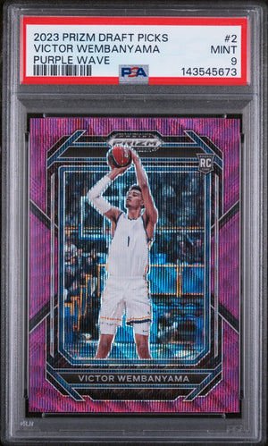2023 Panini Prizm Draft Picks Rookie Victor Wembanyama Purple Wave RC PSA 9 