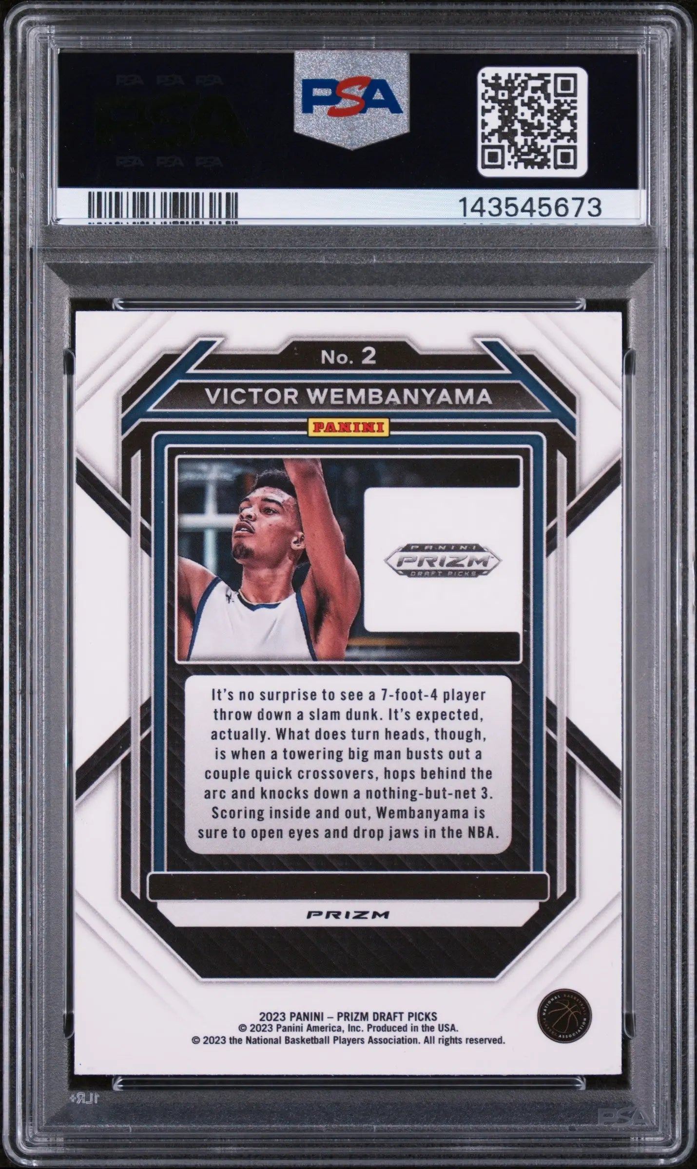 2023 Panini Prizm Draft Picks Rookie Victor Wembanyama Purple Wave RC PSA 9 