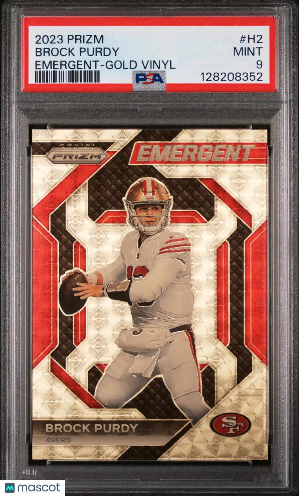 2023 Panini Prizm Emergent Brock Purdy Gold Vinyl /5 5/5 PSA 9 