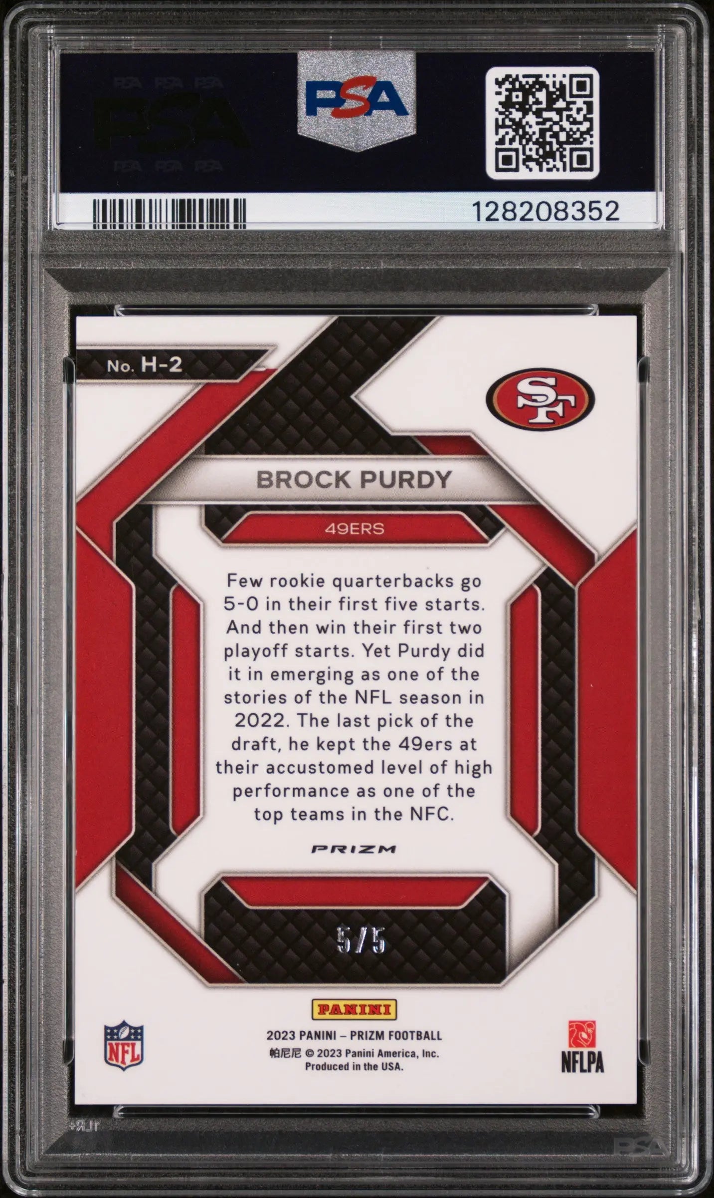 2023 Panini Prizm Emergent Brock Purdy Gold Vinyl /5 5/5 PSA 9 