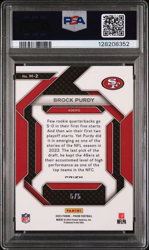 2023 Panini Prizm Emergent Brock Purdy Gold Vinyl /5 5/5 PSA 9 