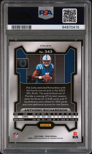 2023 Panini Prizm Football Anthony Richardson RC Rookie Silver Prizm PSA 9 