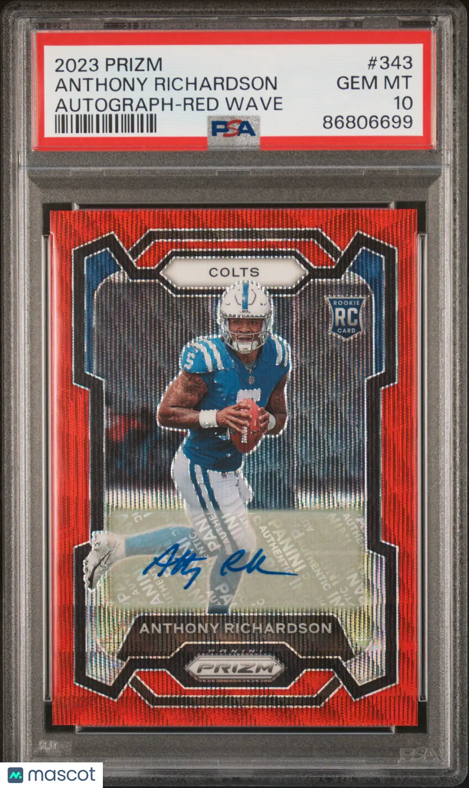 2023 Panini Prizm Football Anthony Richardson Rookie Auto Red Wave PSA 10 /149 