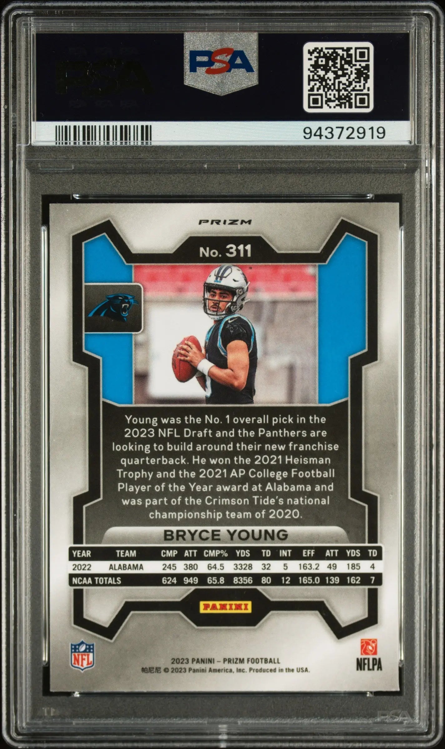 2023 Panini Prizm Football Bryce Young RC Rookie Red White Blue PSA 10 