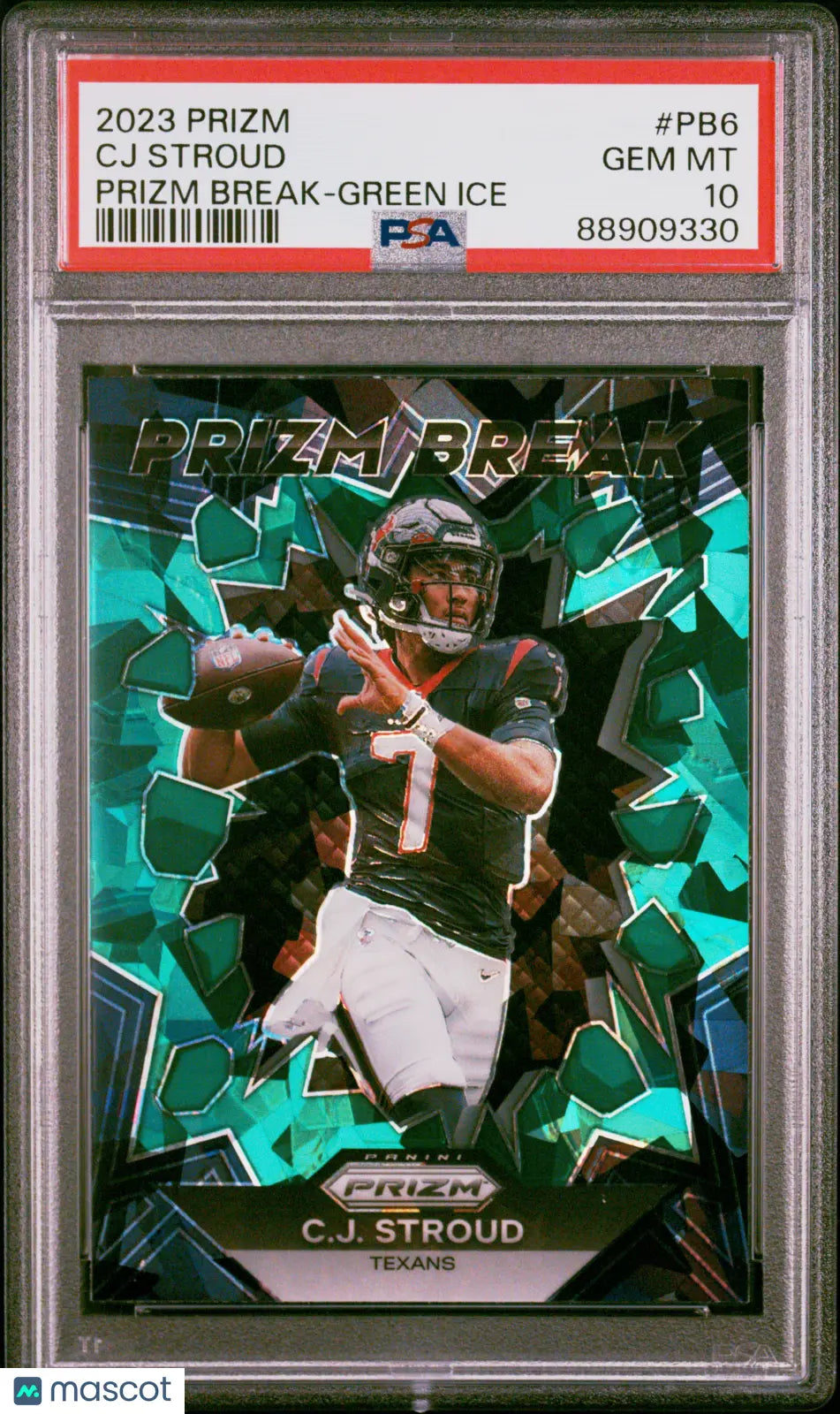 2023 Panini Prizm Football Prizm Break CJ Stroud RC Rookie Green Ice PSA 10 