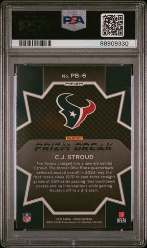 2023 Panini Prizm Football Prizm Break CJ Stroud RC Rookie Green Ice PSA 10 