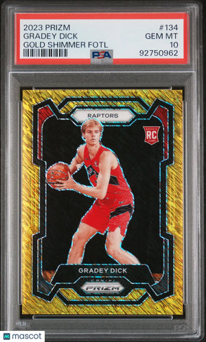 2023 Panini Prizm Gradey Dick RC Rookie #134 Gold Shimmer FOTL PSA 10 /10 