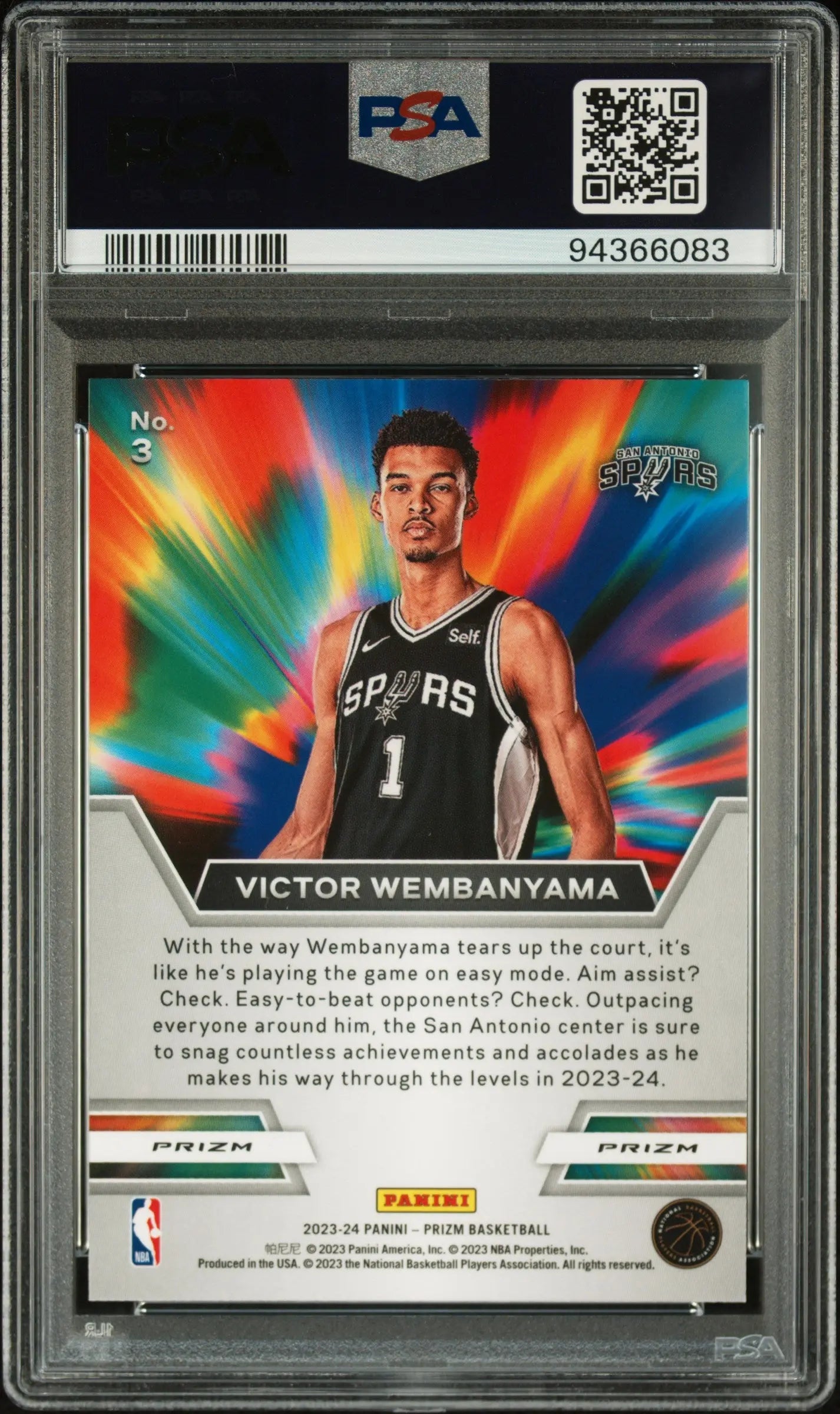 2023 Panini Prizm Instant Impact Silver Prizm Rookie Victor Wembanyama #3 PSA 9 
