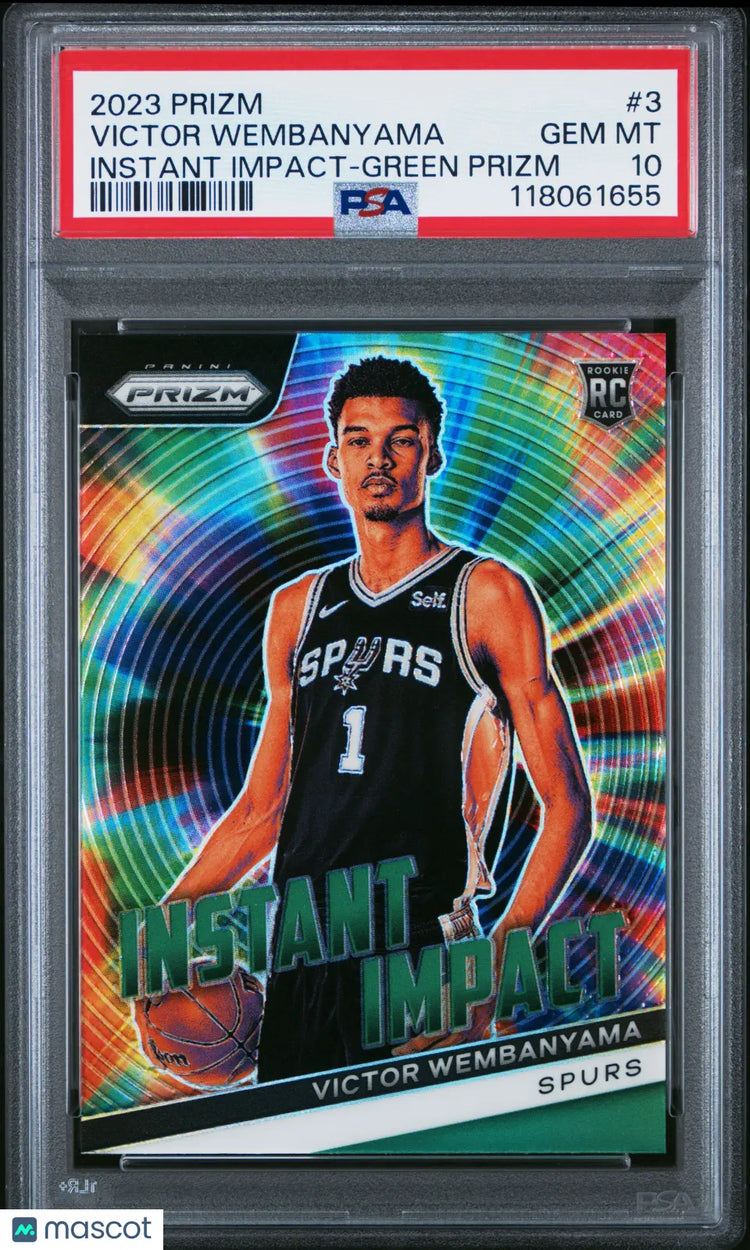 2023 Panini Prizm Instant Impact Victor Wembanyama RC Rookie Green PSA 10 