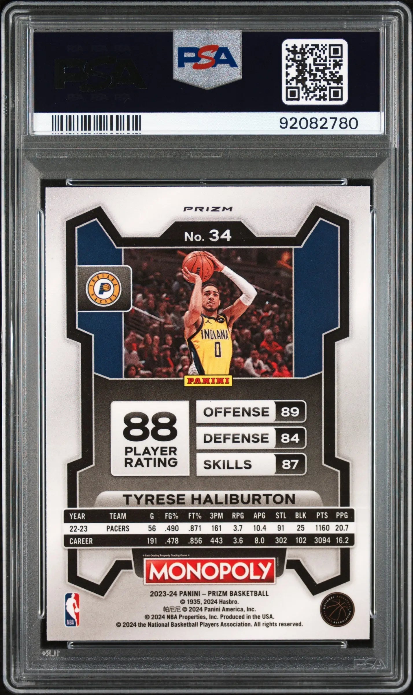 2023 Panini Prizm Monopoly Man Tyrese Haliburton Black White PSA 9 