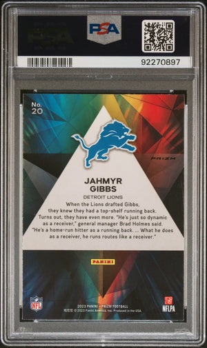2023 Panini Prizm Prizmatic Jahmyr Gibbs RC Rookie Green PSA 10 