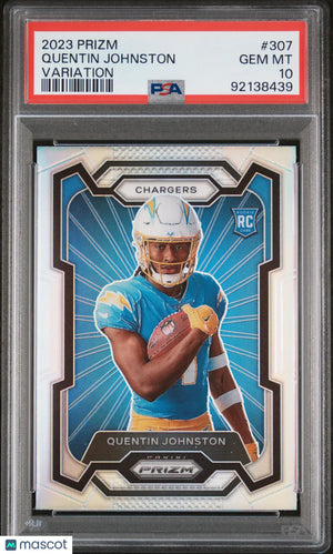 2023 Panini Prizm Quentin Johnston #307 Variation PSA 10 RC Rookie Chargers 