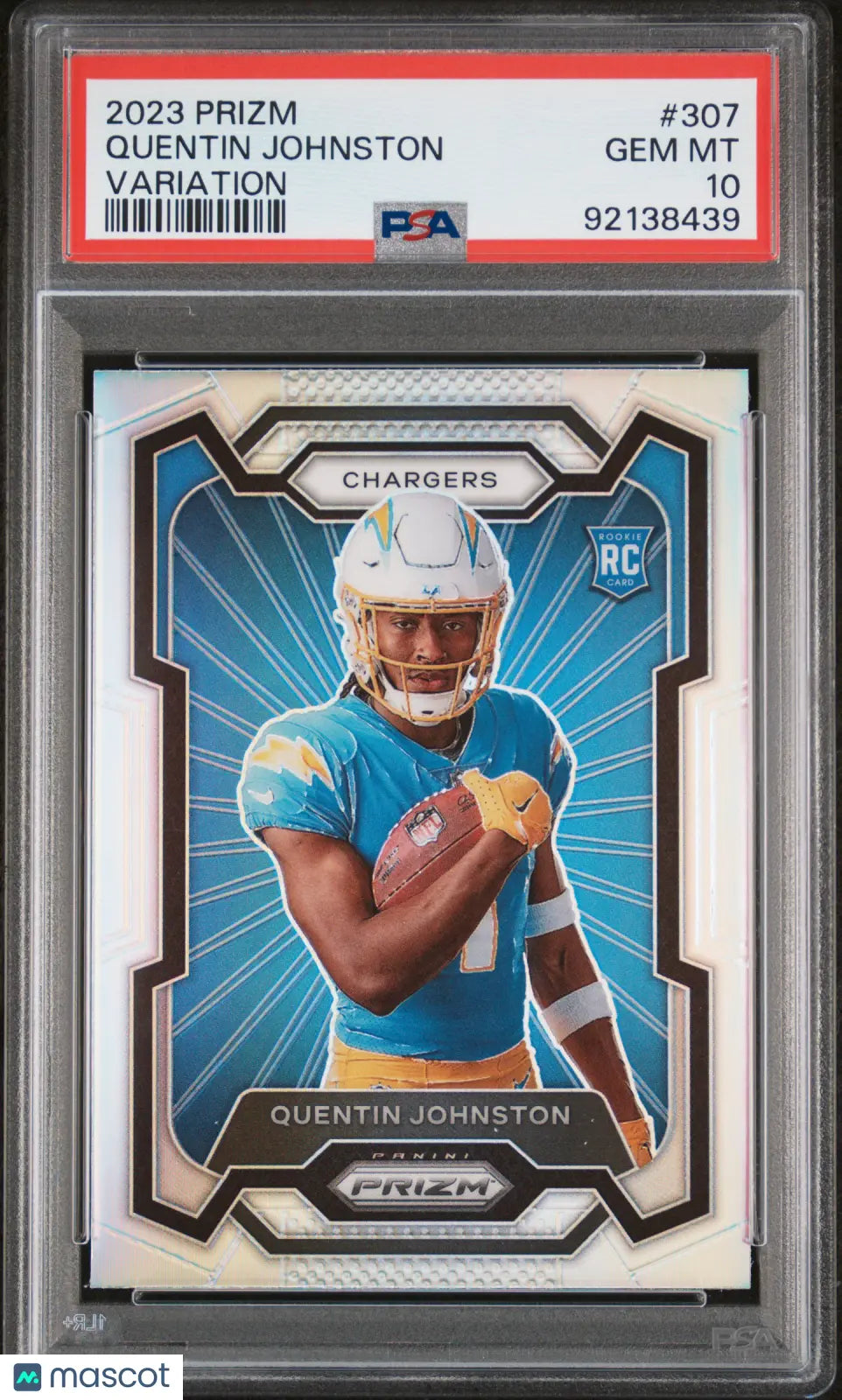 2023 Panini Prizm Quentin Johnston #307 Variation PSA 10 RC Rookie Chargers 