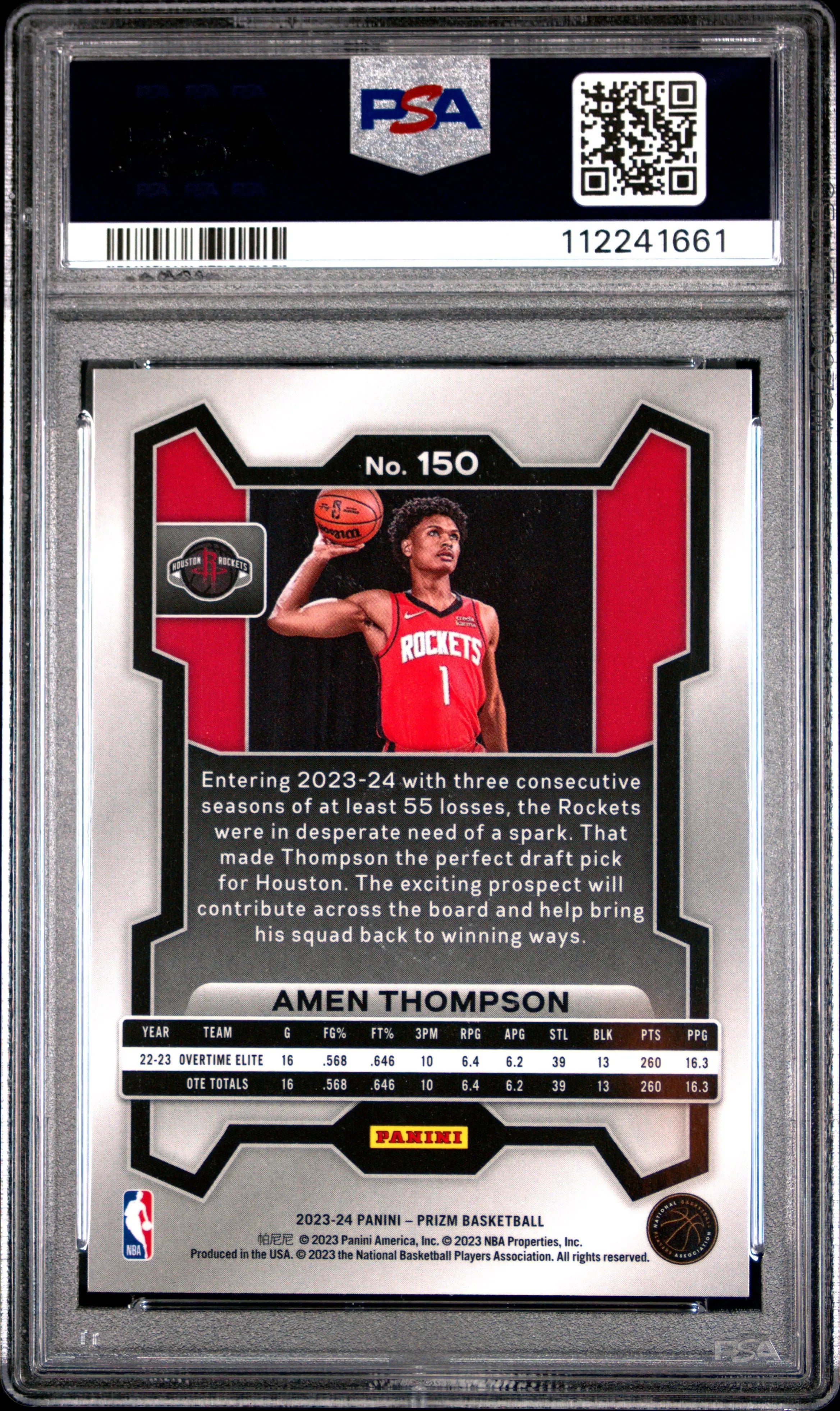 2023 Panini Prizm Rookie Amen Thompson RC PSA 10 