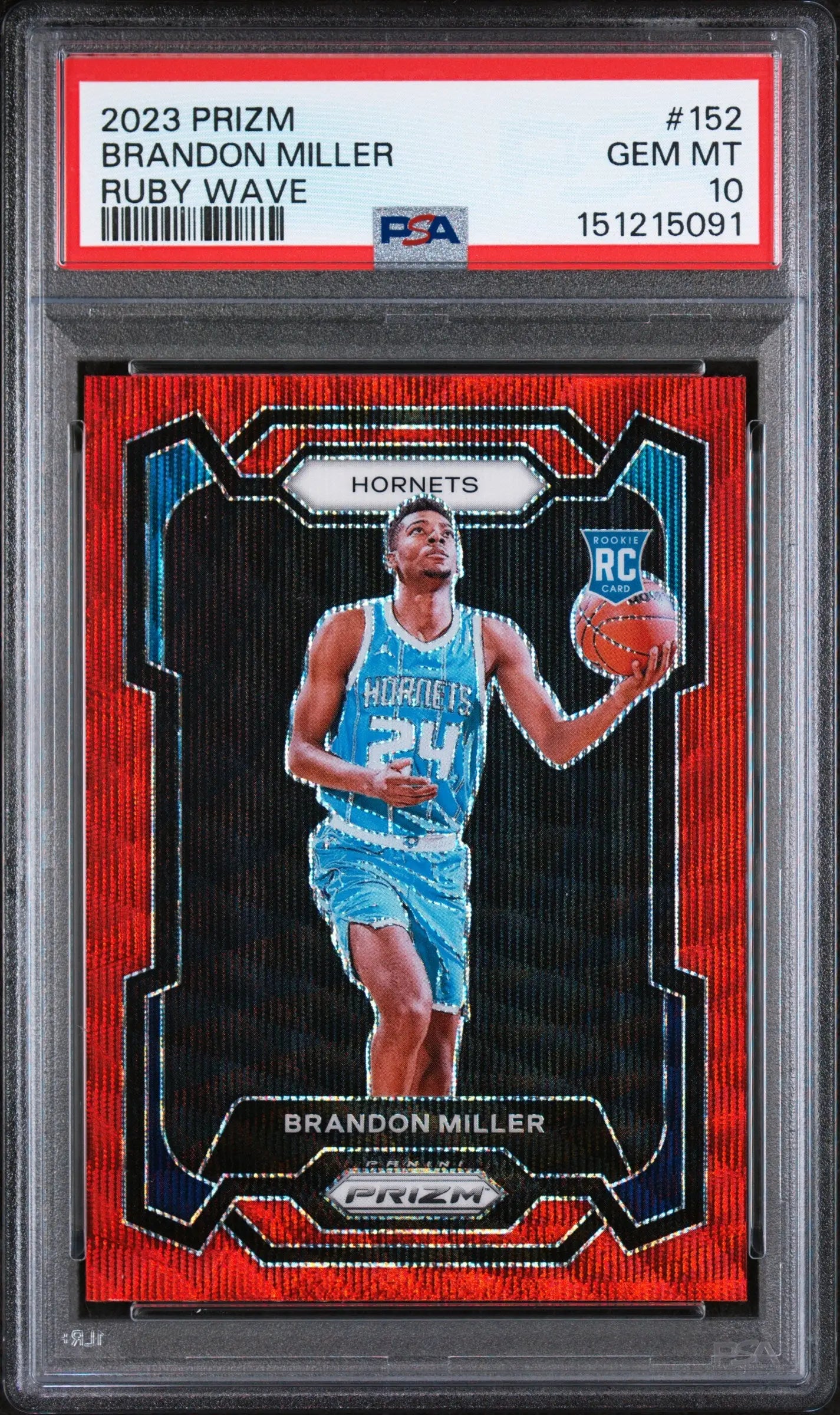 2023 Panini Prizm Rookie Brandon Miller Ruby Wave RC PSA 10 