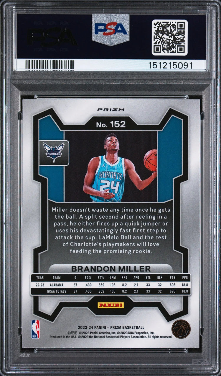 2023 Panini Prizm Rookie Brandon Miller Ruby Wave RC PSA 10 