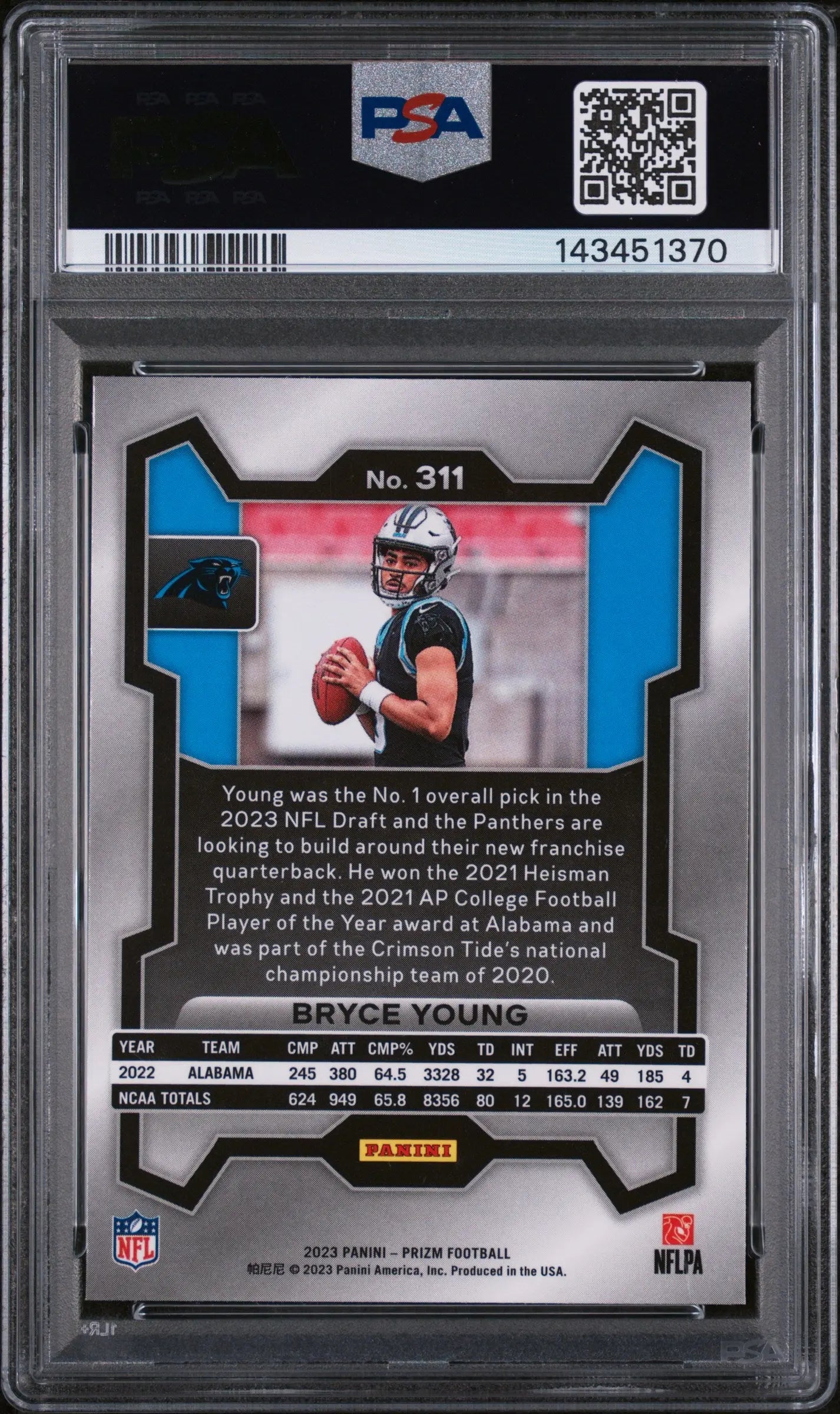 2023 Panini Prizm Rookie  Bryce Young RC PSA 10 