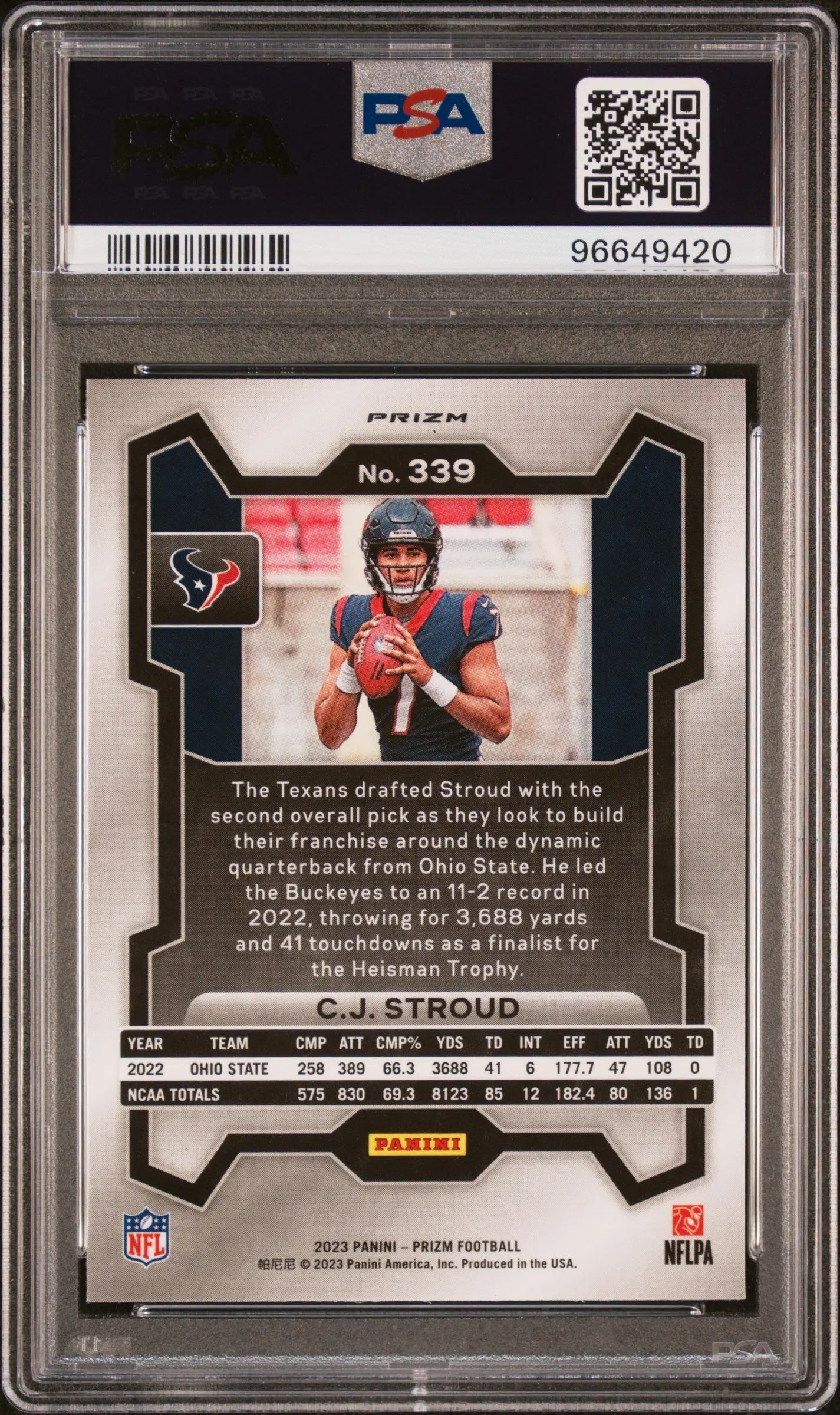 2023 Panini Prizm Rookie CJ Stroud Disco RC PSA 9 