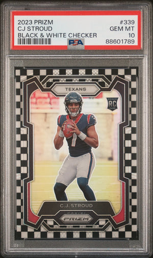 2023 Panini Prizm Rookie Cj Stroud Black & White Checker RC PSA 10 