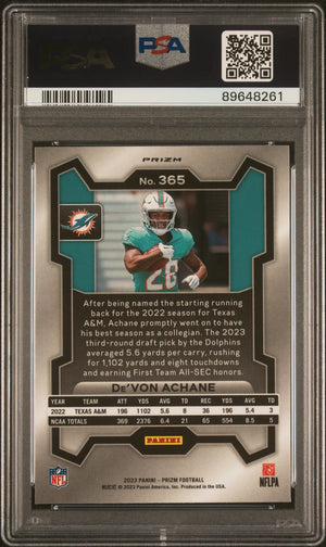 2023 Panini Prizm Rookie De'von Achane Neon Green Pulsar RC PSA 10 
