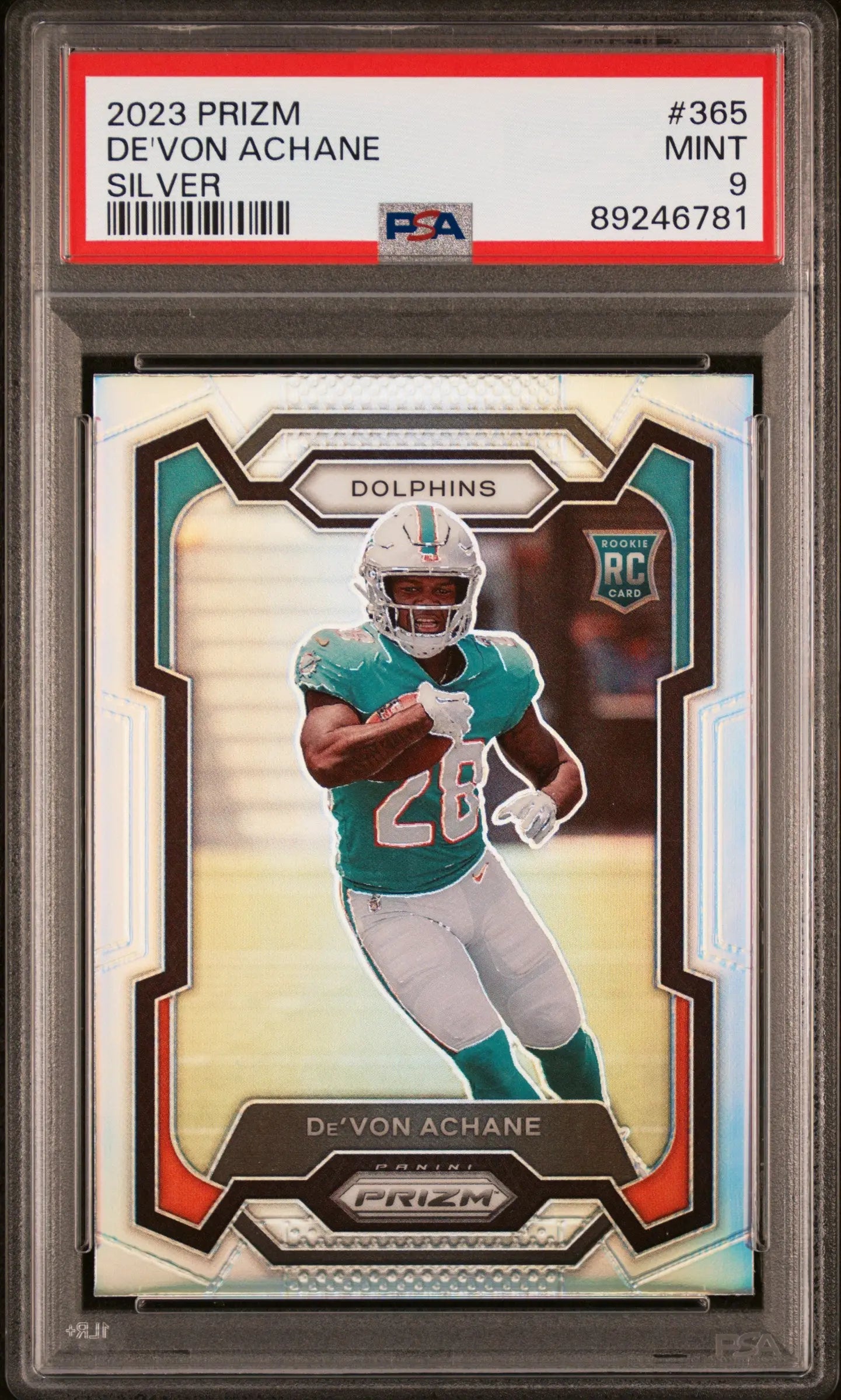 2023 Panini Prizm Rookie De'von Achane Silver RC PSA 9 