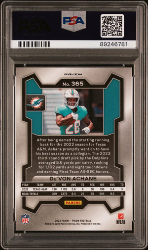 2023 Panini Prizm Rookie De'von Achane Silver RC PSA 9 