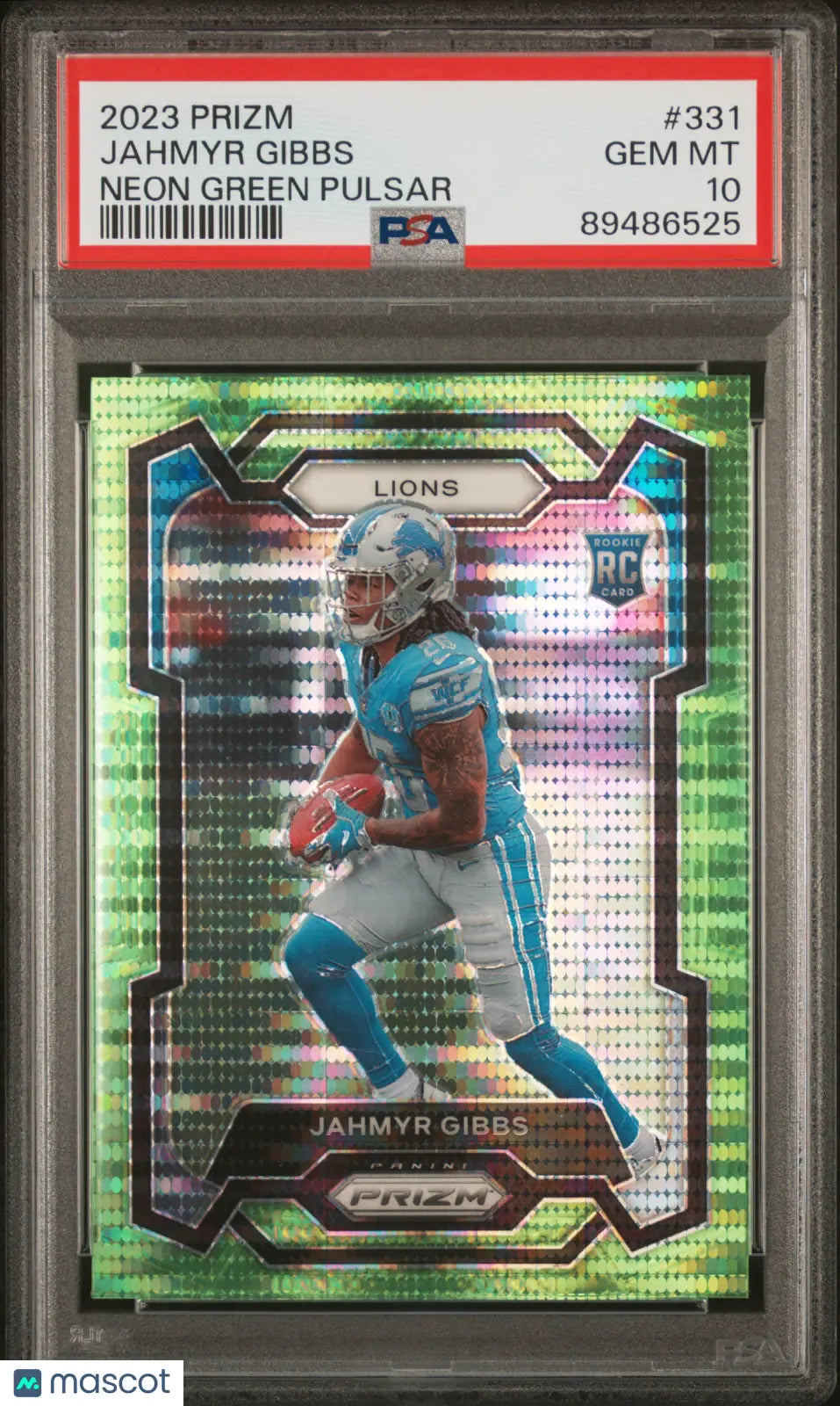2023 Panini Prizm Rookie Jahmyr Gibbs Neon Green Pulsar RC PSA 10 