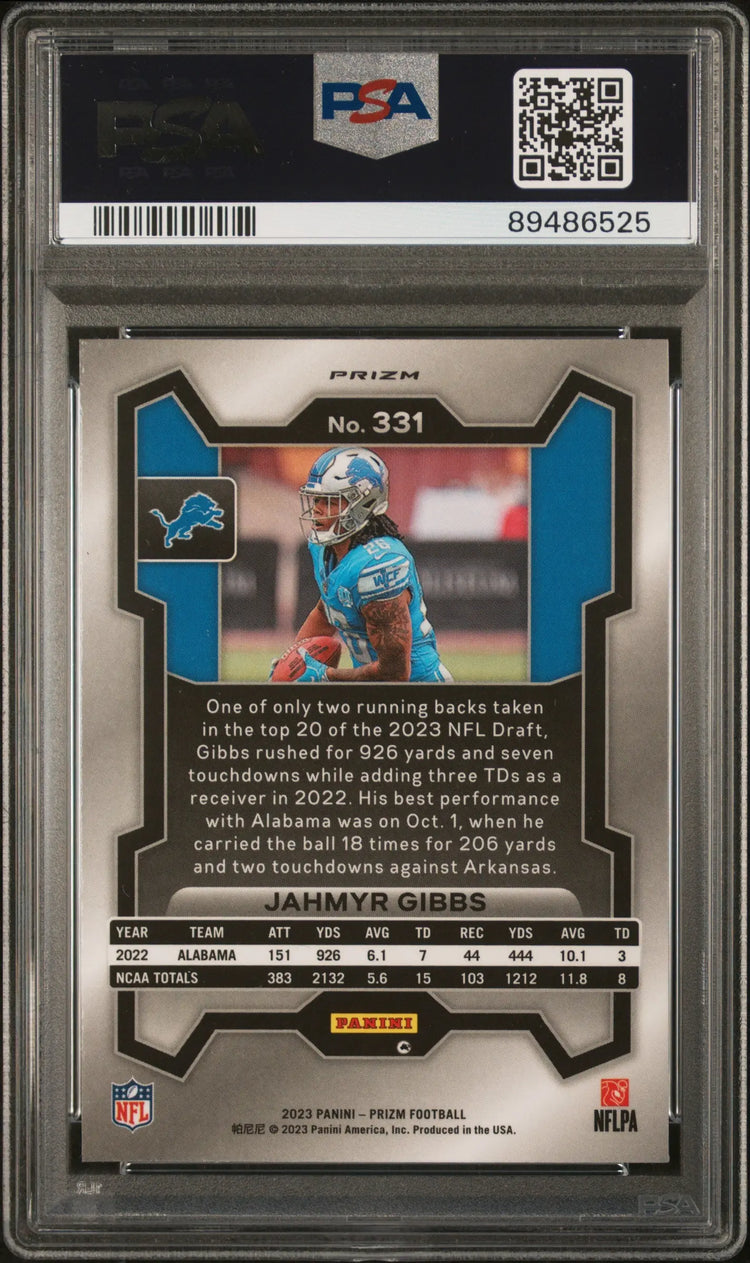 2023 Panini Prizm Rookie Jahmyr Gibbs Neon Green Pulsar RC PSA 10 