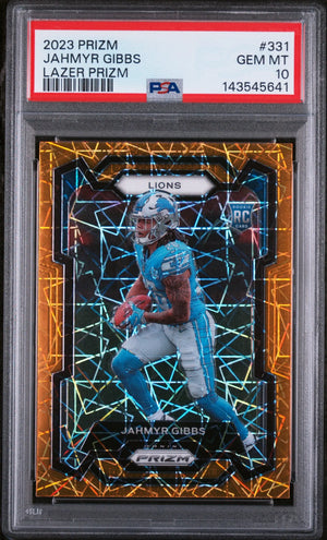 2023 Panini Prizm Rookie Jahmyr Gibbs Orange Lazer RC PSA 10 