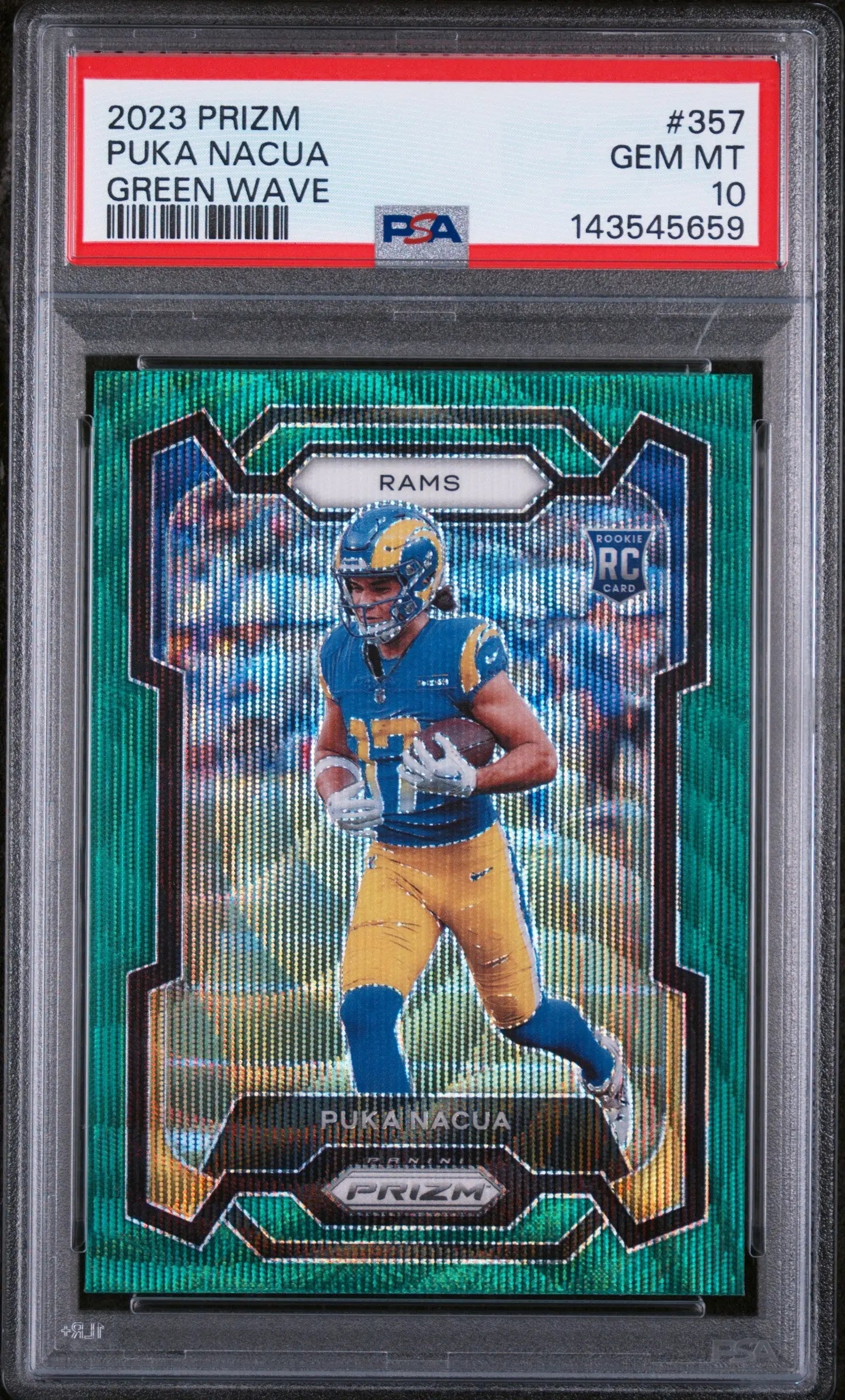 2023 Panini Prizm Rookie Puka Nacua Green Wave RC PSA 10 