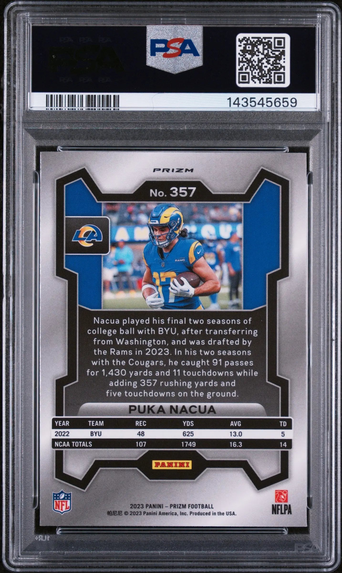 2023 Panini Prizm Rookie Puka Nacua Green Wave RC PSA 10 